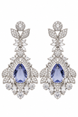 Blue Sapphire Teardrop Crystal Drop Earrings