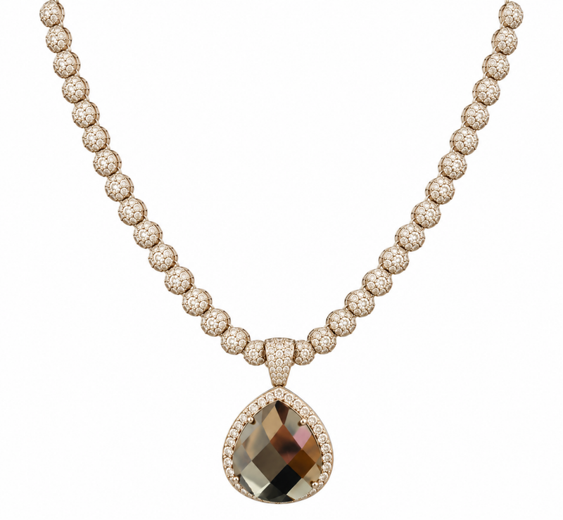 Champagne Crystal Teardrop Necklace & Earring Set