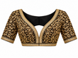 Black & Gold Embroidered V-Neck Blouse