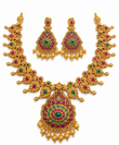 Antique Gold Multicolor Kundan Necklace & Earring Set