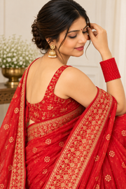 Traditional Red Gold-Detail Bridal Bangle Set