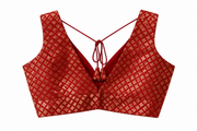 Maroon Geometric Printed Tie-Back Blouse