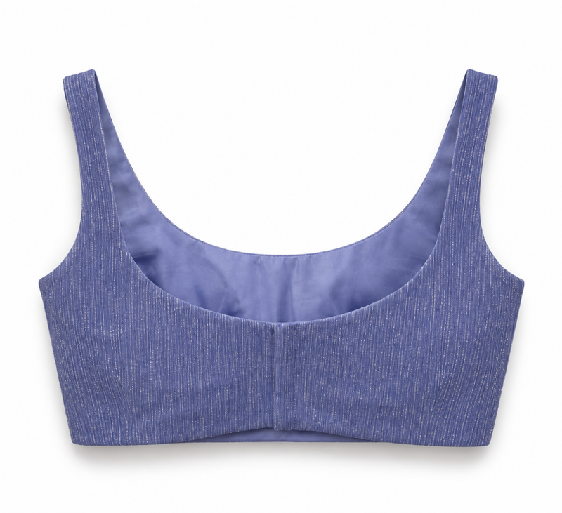 Indigo Blue Textured Sleeveless Blouse