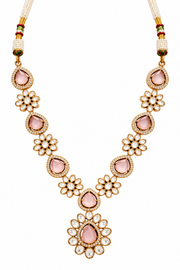 Rose Quartz Floral Necklace & Earring Set