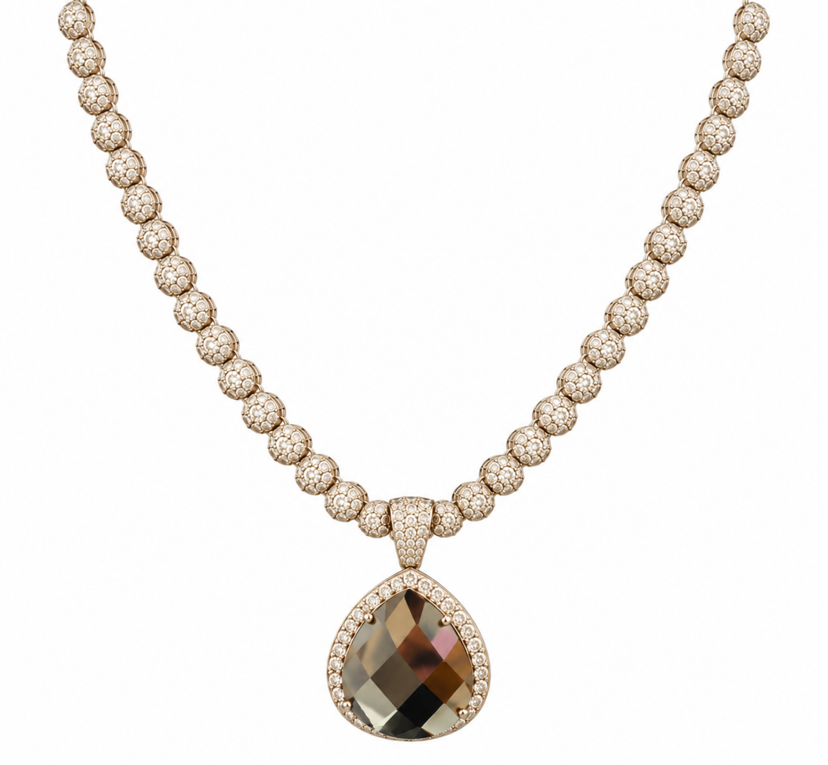 Champagne Crystal Teardrop Necklace & Earring Set