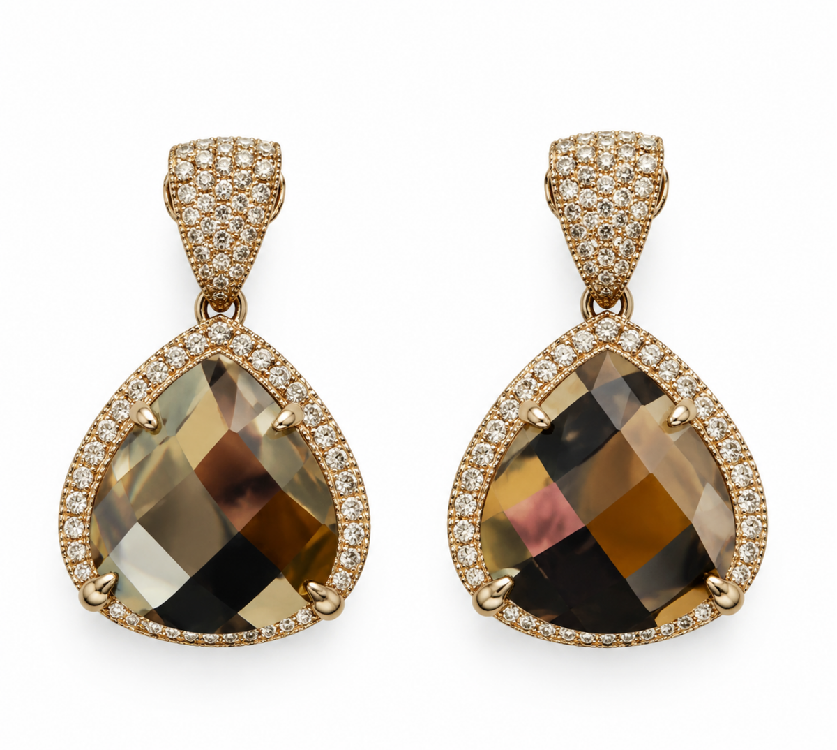 Champagne Crystal Teardrop Necklace & Earring Set