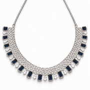 Silver Crystal & Sapphire Blue Necklace Set