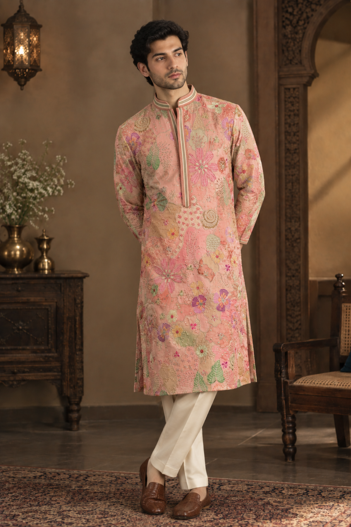 Blush Pink Floral Printed Kurta Set