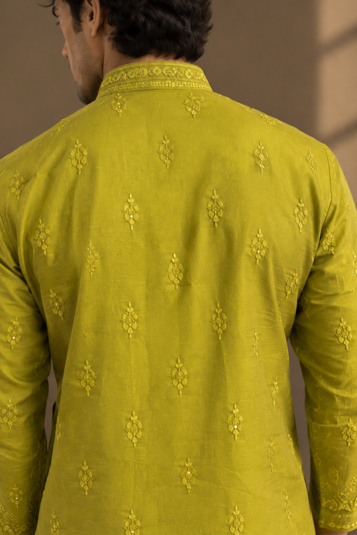 Olive Green Embroidered Kurta Set