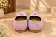 Blush Pink Embroidered Juttis With Tassel Detail