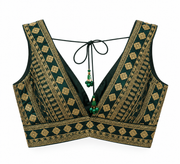 Black & Gold Geometric Embroidered Blouse