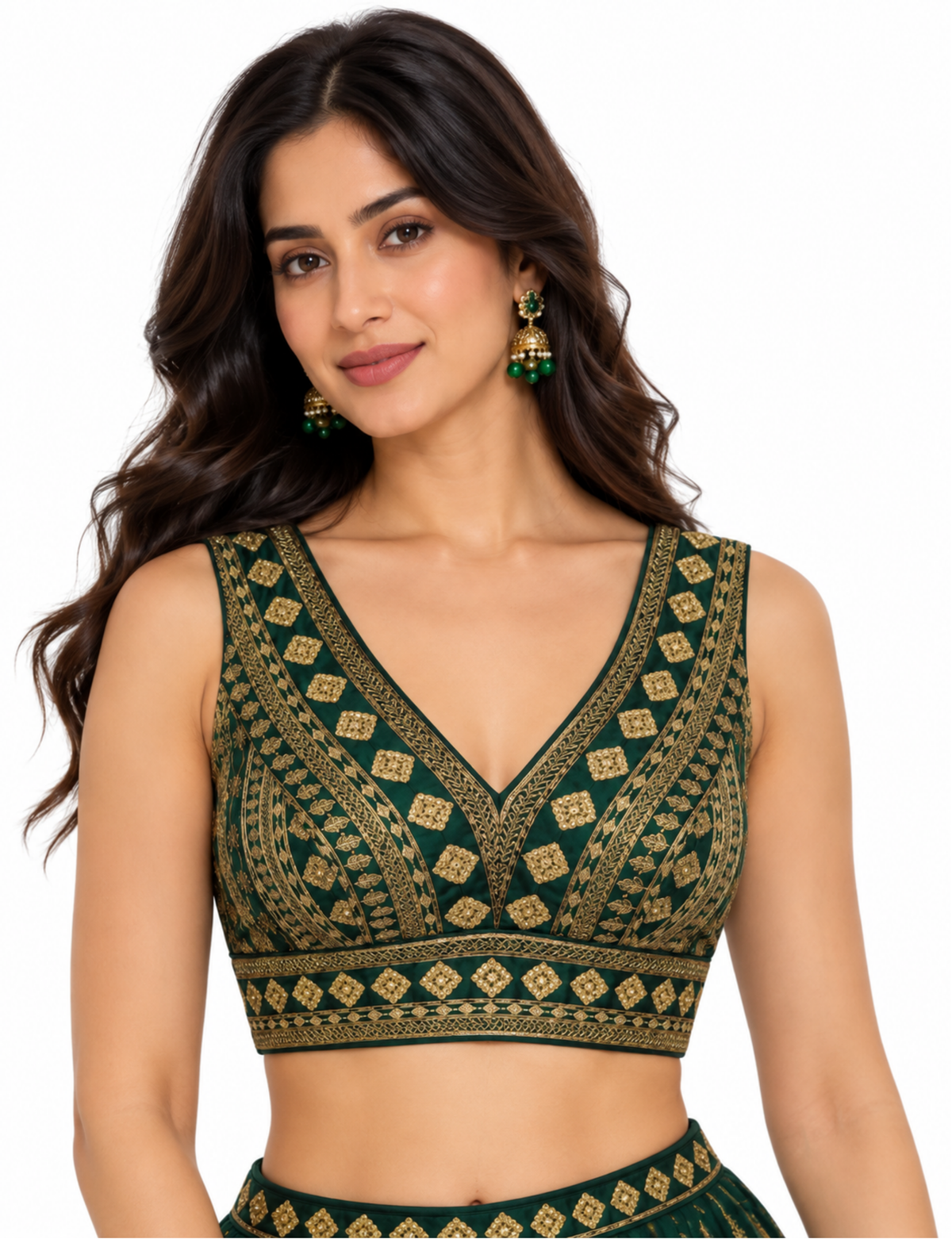 Black & Gold Geometric Embroidered Blouse