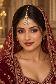 Elegant Gold-Tone Kundan Maang Tikka with Pearl & Crystal Detailing
