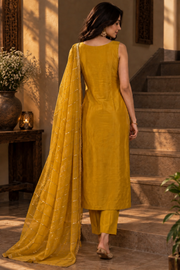 Mustard Yellow Embroidered Kurta Set with Dupatta