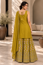 Mustard Yellow Embroidered Sharara Set With Dupatta