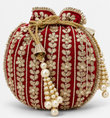 Maroon Embroidered Pearl Potli Bag