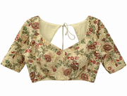 Ivory Floral Printed Tie-Back Blouse
