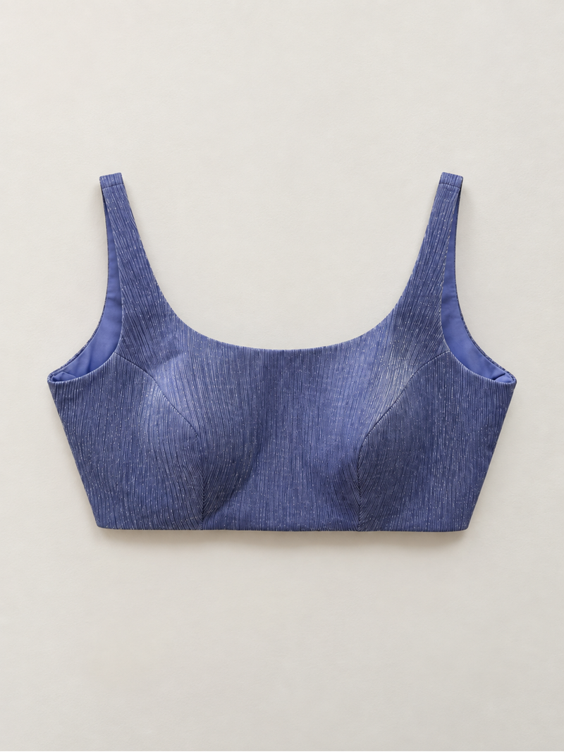 Indigo Blue Textured Sleeveless Blouse