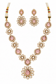 Rose Quartz Floral Necklace & Earring Set