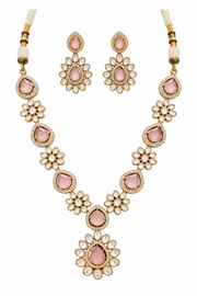 Rose Quartz Floral Necklace & Earring Set