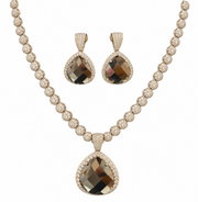 Champagne Crystal Teardrop Necklace & Earring Set