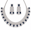 Silver Crystal & Sapphire Blue Necklace Set