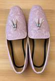Blush Pink Embroidered Juttis With Tassel Detail