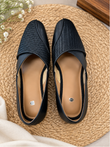 Black Textured Leather Slip-On Loafers