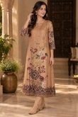 Peach Floral Embroidered A-Line Kurta
