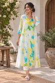 White Floral Tie-Dye A-Line Kurta Set