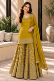 Mustard Yellow Embroidered Sharara Set With Dupatta
