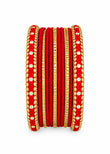 Traditional Red & Gold Embellished Bridal Bangle Set