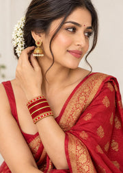 Traditional Red & Gold Embellished Bridal Bangle Set