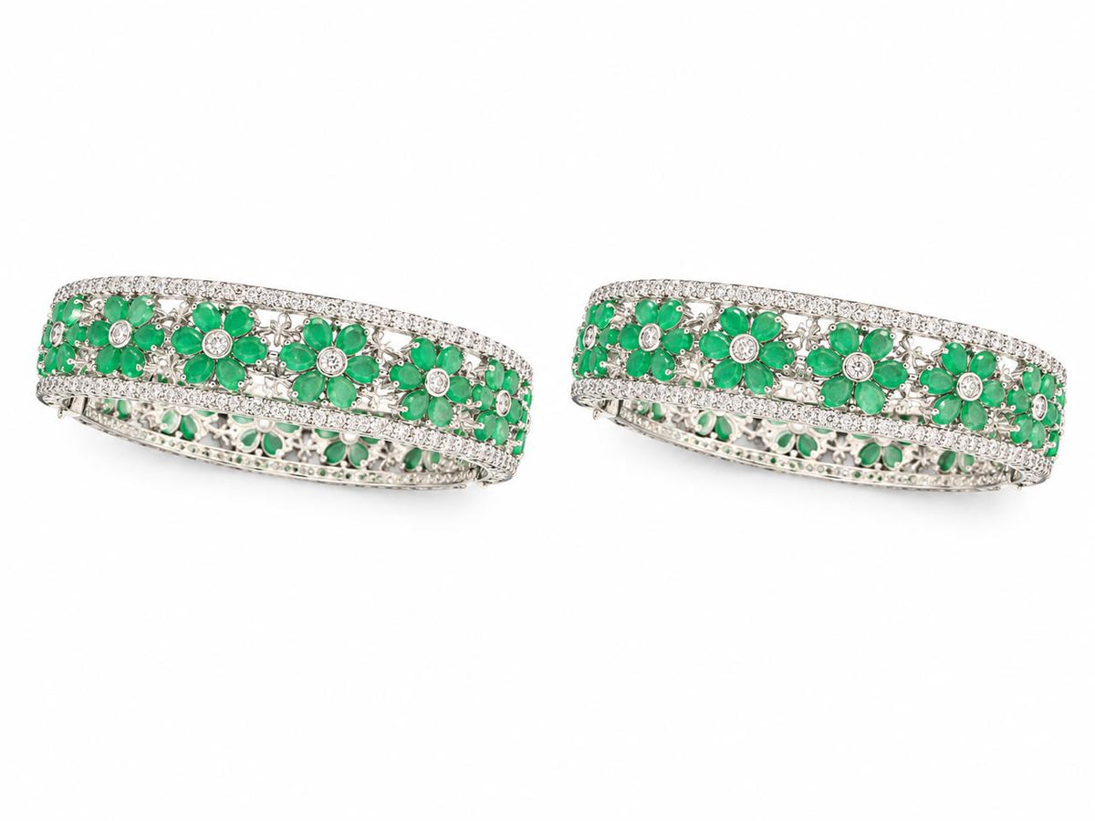 Emerald Blossom Bangles