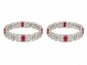 Elegant Silver-Tone Ruby Stone Designer Kangan Set for Women